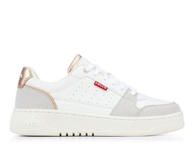Women's Levis Amelia Lo Sneakers in White/Gold color