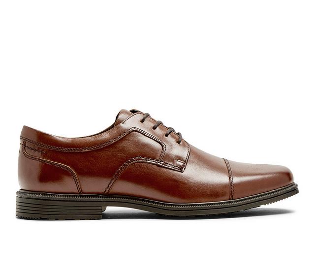 Men's Rockport Taylor Cap Toe Waterproof Dress Oxfords in Tan color