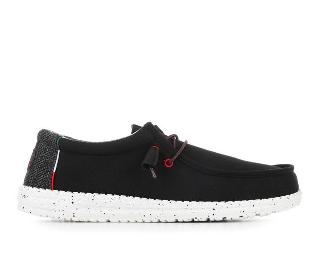 Men's HEYDUDE Wally Mexico Casual Shoes in Black/White/Red color