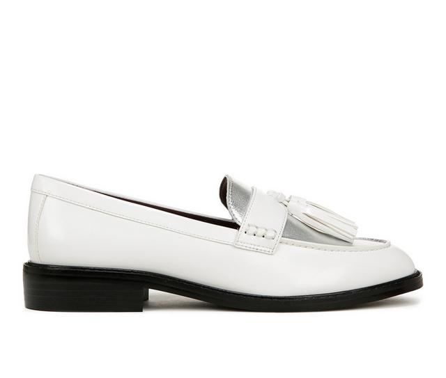 Women's Franco Sarto Carolyn Low Loafers in White/Silver color