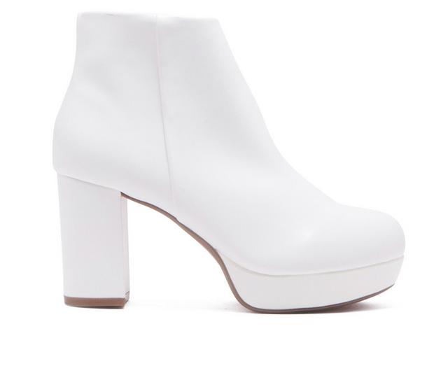 Women's Chelsea Crew Disco Platform Heeled Booties in White color