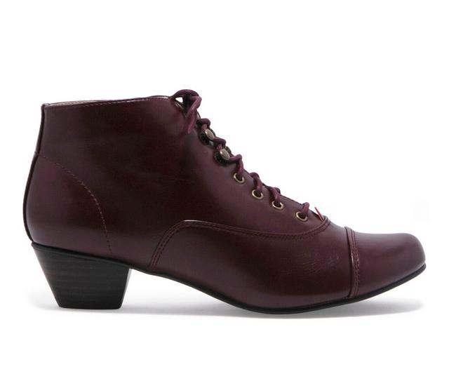 Women's Chelsea Crew Pyramid Lace Up Booties in Burgundy color