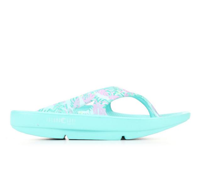 Women's Island Surf Wave L II Flip-Flops in Teal Print color