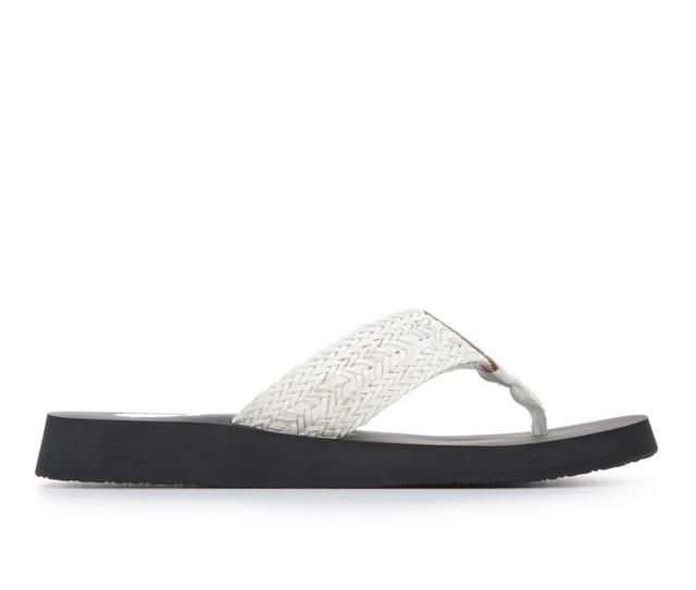 Women's Yellow Box Falia Flip-Flops in White color