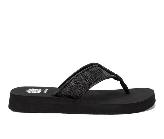 Women's Yellow Box Floppy Flip-Flops in Black color