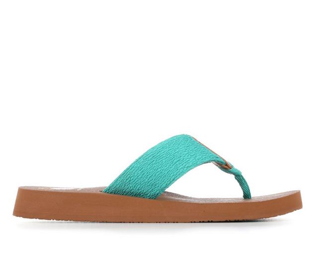 Women's Yellow Box Nessie Flip-Flops in Turquoise color
