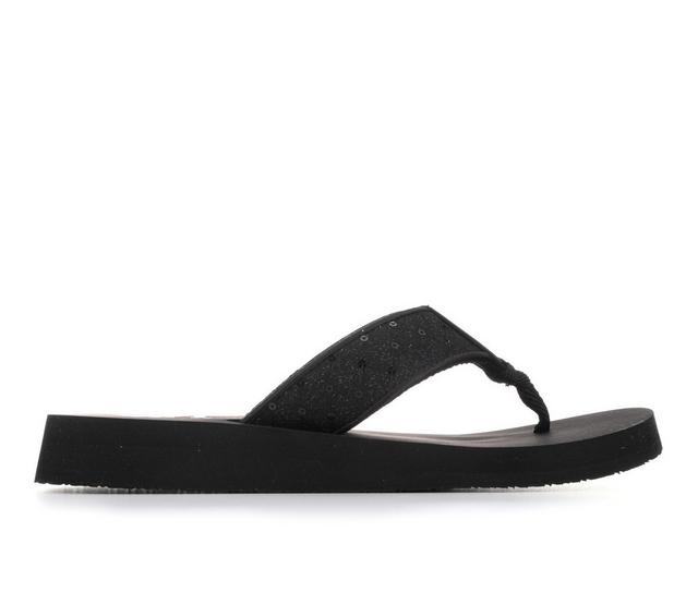 Women's Yellow Box Foxen Flip-Flops in Black color