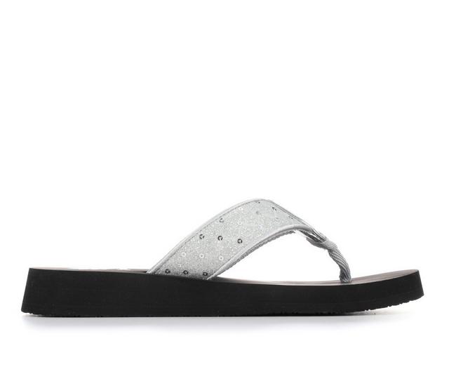 Women's Yellow Box Foxen Flip-Flops in Silver color