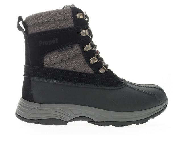 Men's Propet Cortland Waterproof Hiking Boots in Black/Grey color