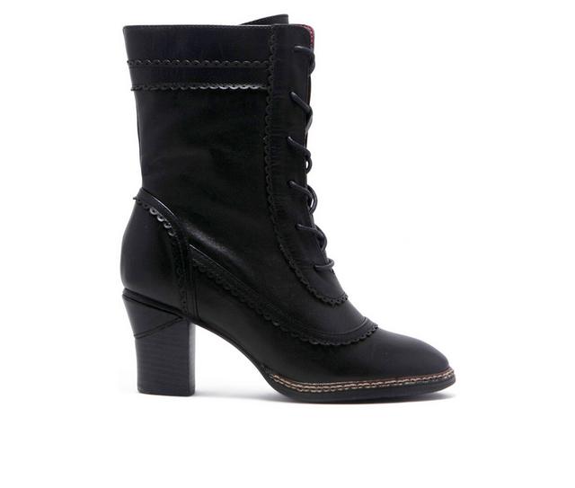 Women's Chelsea Crew Glimpse Mid Calf Lace Up Heeled Boots in Black color