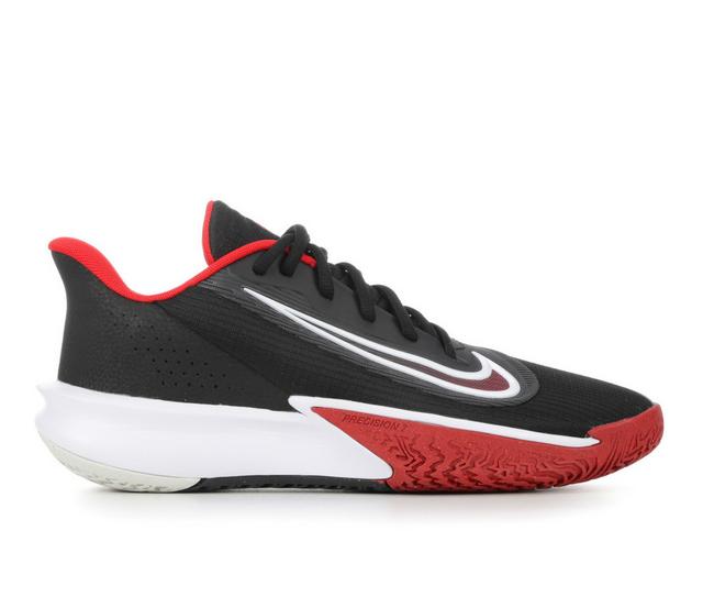 Men's Nike Precision VII Basketball Shoes in Blk/Wht/Red 002 color