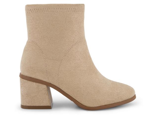 Girls' Marc Fisher Children's Little Kid & Big Kid Anya Stretch Heeled Booties in Tan color