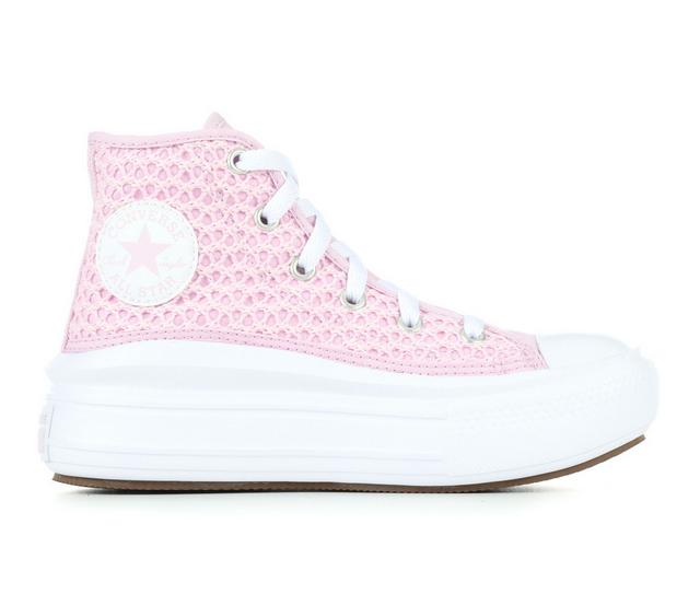 Girls' Converse Little Kid & Big Kid Chuck Taylor Move Crochet Sneakers in Lilac/Wt/Crocht color