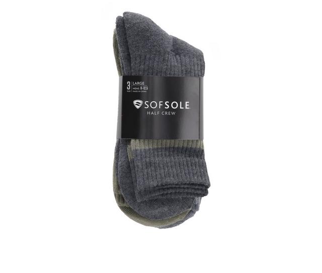 Sof Sole 3p Men's High Cut Varsity Socks in Green Grey color
