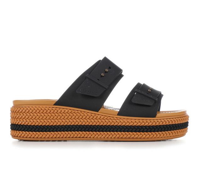 Women's Crocs Brooklyn Woven Buckle in Black Woven color