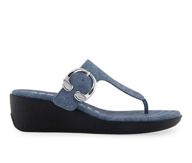 Women's Aerosoles Izola Wedge Sandals in Blue Jean color