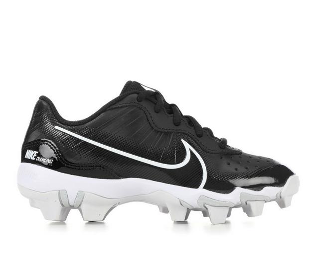 Boys' Nike Little Kid & Big Kid Alpha Hurache 4 Keystone Baseball Cleats in Black/Wht/Plat color