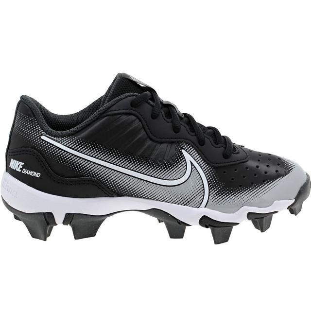 Boys' Nike Little Kid & Big Kid Alpha Hurache 4 Keystone Baseball Cleats in Black/Wht/Wht color