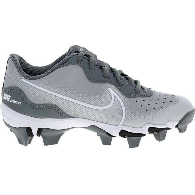 Boys' Nike Little Kid & Big Kid Alpha Hurache 4 Keystone Baseball Cleats in Grey/White color