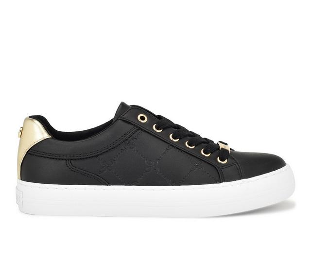 Women's Nine West Givens Fashion Sneakers in Black/Gold color