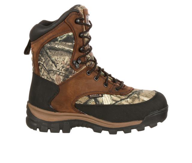 Men's Rocky Core Waterproof 800G Outdoor Insulated Boots in Brown/Mossy Oak color