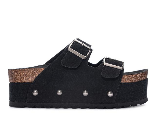 Women's Dirty Laundry Pueblo Platform Footbed Sandals in Black color