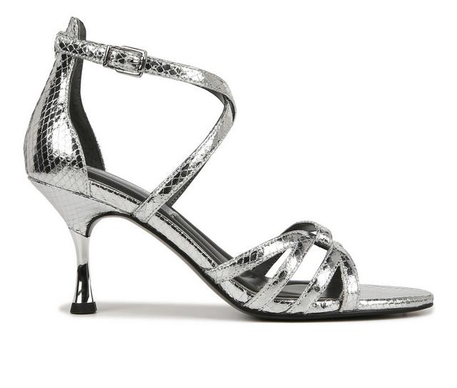 Women's Franco Sarto Rika Dress Sandals in Silver Snake color
