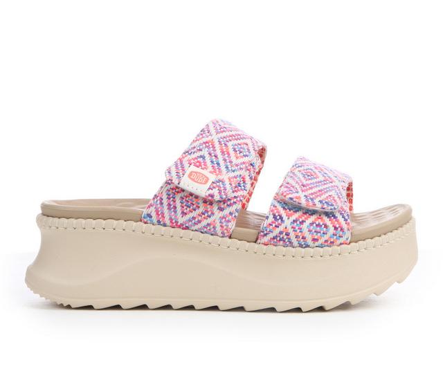 Women's HEYDUDE Delray Platform Wedge Sandals in Blue/Pink/Multi color