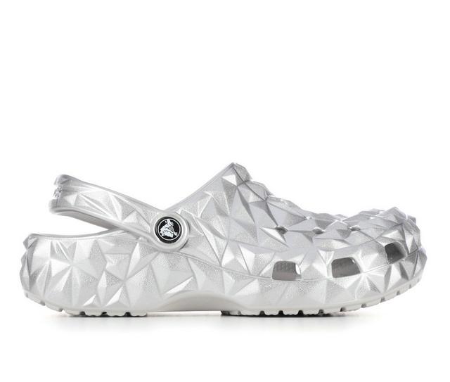 Women's Crocs Classic Metallic Geometric Clog in Silver color