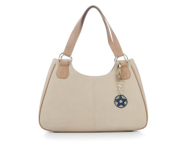 Bueno Of California 2 Tone PVC Handbag in Oatmeal Sp Cam color