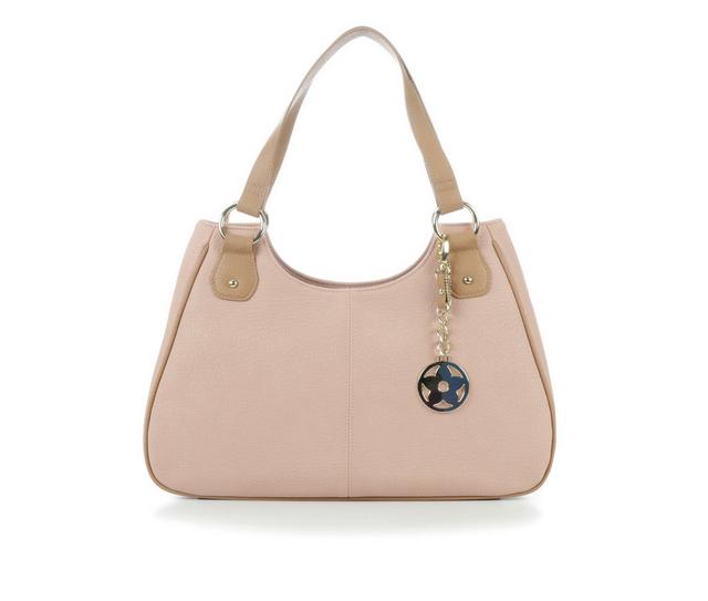 Bueno Of California 2 Tone PVC Handbag in Blush Sp Camel color