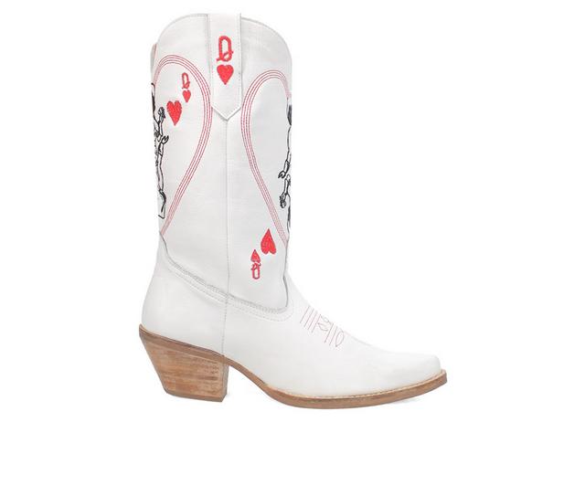Women's Dingo Boot Queen A Hearts Western Boots in White color