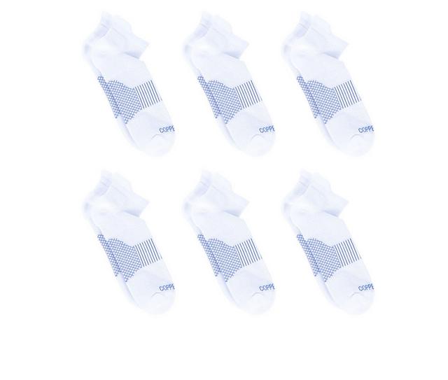 Copper Fit 6 Pack Men's Energy Low Cut Socks in White color