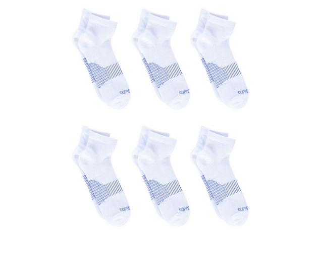 Copper Fit 6 Pack Men's Energy Quarter Crew Socks in White color