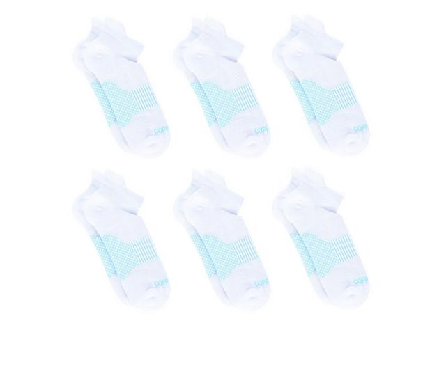 Copper Fit 6 Pack Women's Energy Low Cut Socks in White color