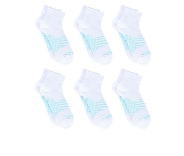 Copper Fit 6 Pack Women's Energy Quarter Crew Socks in White color