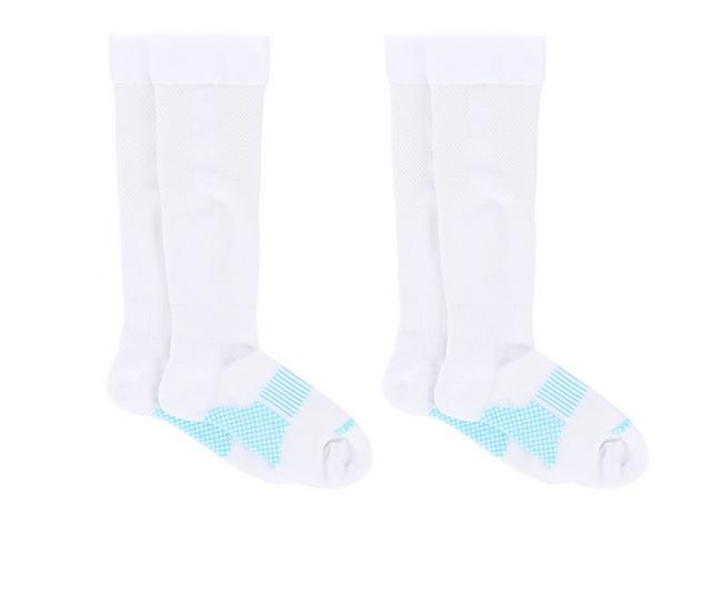 Copper Fit 2 Pack Women's Energy Over Calf Crew Socks in White color