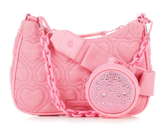 Madden Girl Quilted Denim HOBO Handbag in Pink color