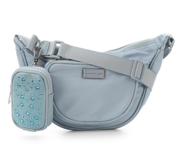 Madden Girl Nylon Cresecent Handbag in Light Blue color