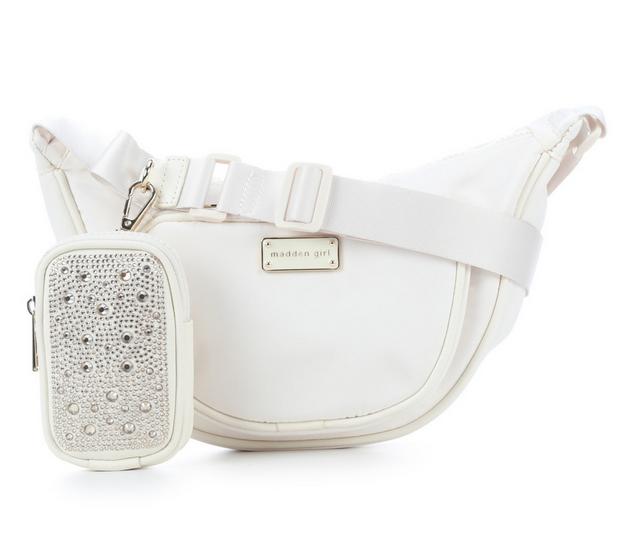 Madden Girl Nylon Cresecent Handbag in Cream color