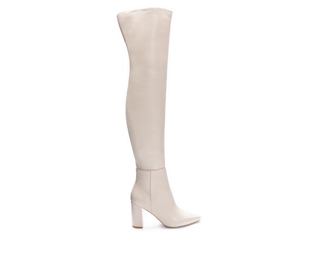 Women's Chinese Laundry Fun Times Over The Knee Heeled Boots in Cream color