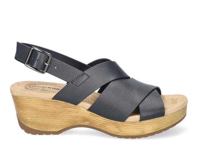 Women's Easy Works by Easy Street Raffey Wedge Sandals in Navy color