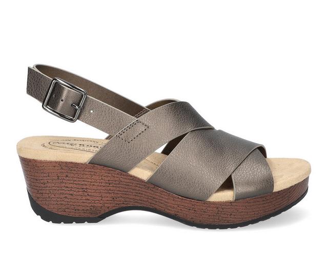 Women's Easy Works by Easy Street Raffey Wedge Sandals in Pewter color
