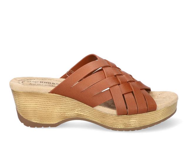 Women's Easy Works by Easy Street Rosanna Wedge Sandals in Cognac color