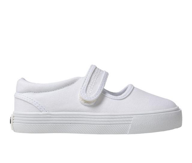 Girls' Oomphies Toddler & Little Kid Jamie Canvas Mary Jane Sneakers in White color