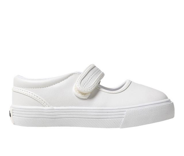 Girls' Oomphies Toddler Jamie Leather Mary Jane Sneakers in Tumbled White color