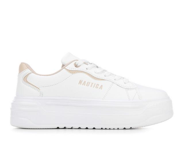 Women's Nautica Hycrest Sneakers in White/Sand color