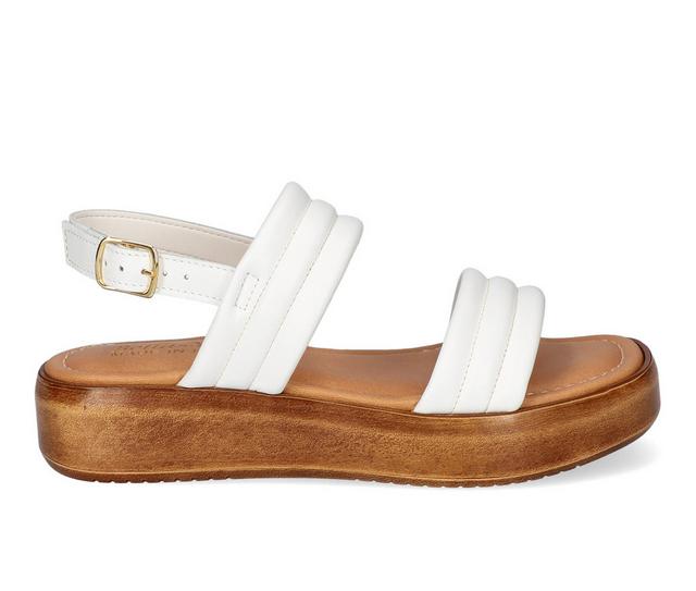 Women's Bella Vita Italy Ode Platform Sandals in White Leather color
