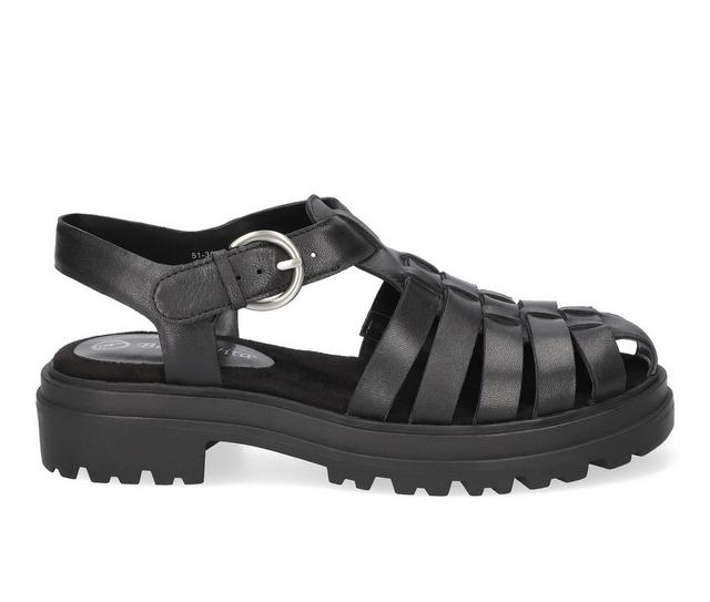 Women's Bella Vita Sinclaire Fisherman Sandals in Black Leather color