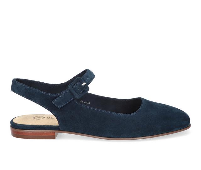 Women's Bella Vita Andie Mary Jane Flats in Navy Suede color